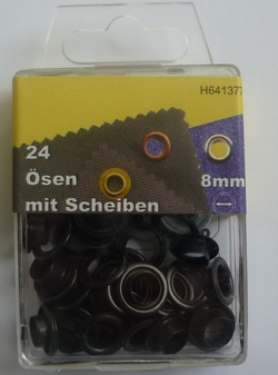 Ã–sen mit Scheiben 08mm (24 Stuck), Bruniert